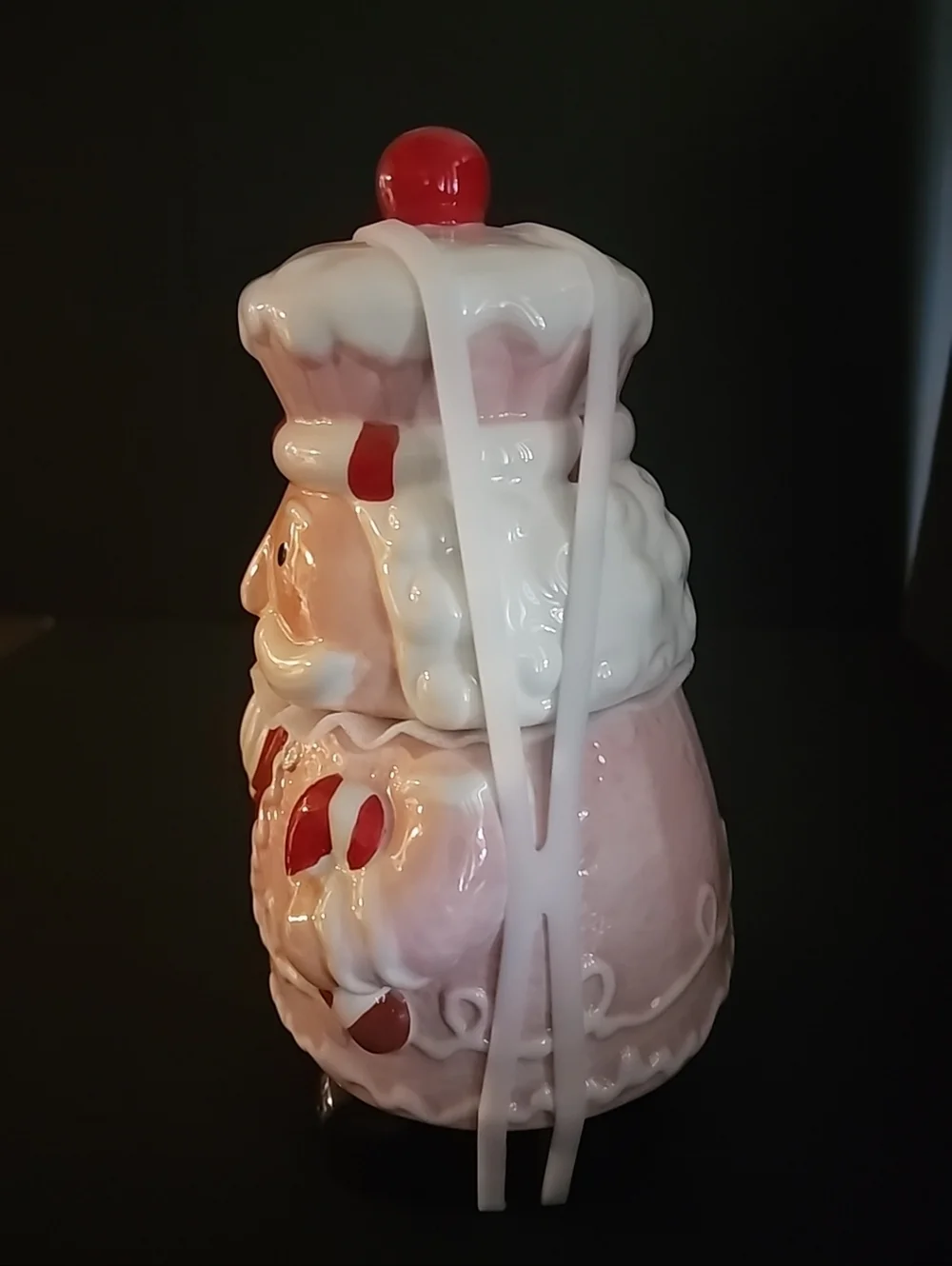 New, Santa Cookie Jar, Cupcake Topper, Pink is Primary Color, By Peppermint Pl.
